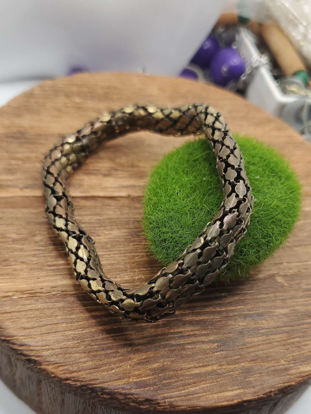 Snake Mesh  Braided  Bracelet - Metallic Brown B3505